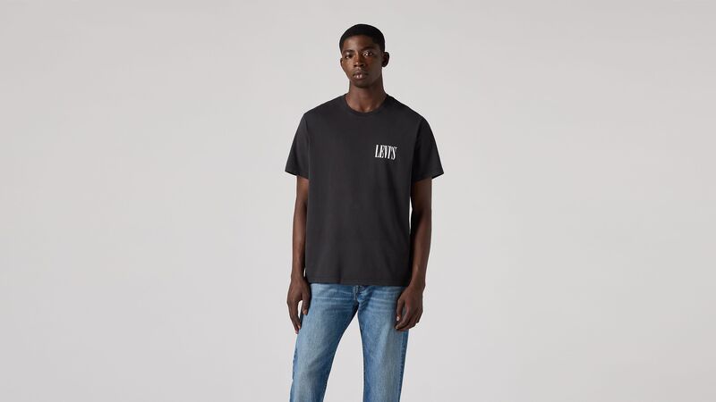 Levi's - SS RELAXED FIT TEE SSNL SERIF LOGO MINER Erkek Siyah T-Shirt - 16143