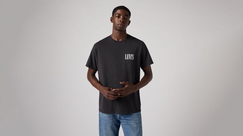 SS RELAXED FIT TEE SSNL SERIF LOGO MINER Erkek Siyah T-Shirt - 16143