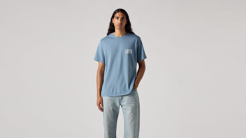 SS RELAXED FIT TEE SSNL SERIF LOGO STEA Erkek Mavi T-Shirt - 16143