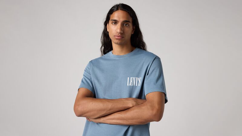 SS RELAXED FIT TEE SSNL SERIF LOGO STEA Erkek Mavi T-Shirt - 16143