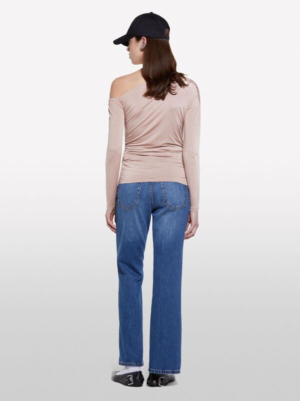 Streç Kumaş Dikiş Detaylı Slim Fit Bluz Kadın Sütlü Kahve Bluz - 325P33TXL400X