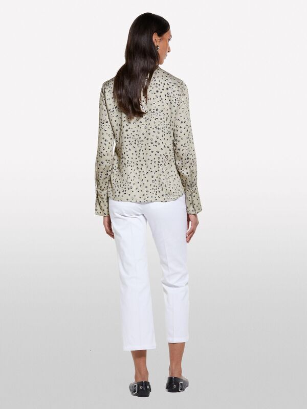 Sisley - Streç Pamuklu Arkası Biyeli Cepli Pantolon Kadın Beyaz Pantolon - 325P49MALE02X