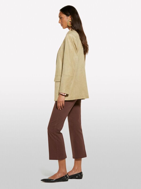 Streç Pamuklu Arkası Biyeli Cepli Pantolon Kadın kahverengi Pantolon - 325P49MALE02X