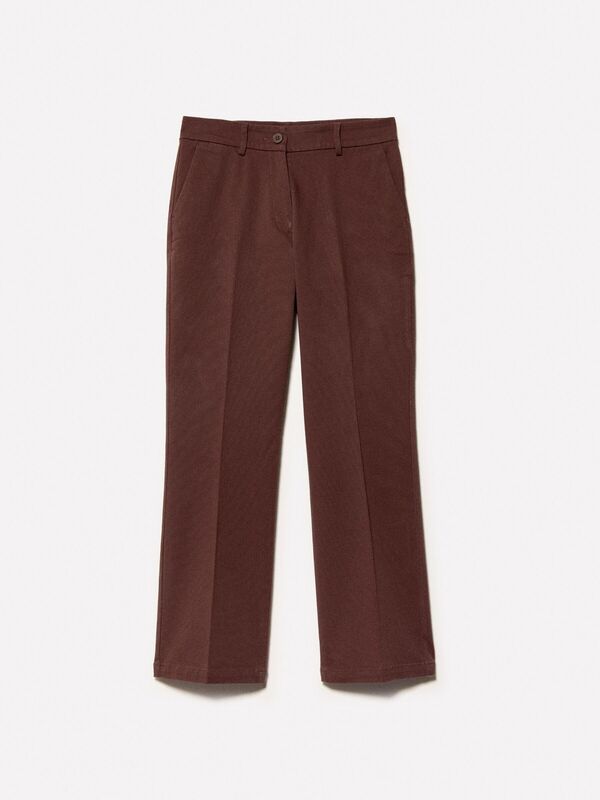 Streç Pamuklu Arkası Biyeli Cepli Pantolon Kadın kahverengi Pantolon - 325P49MALE02X