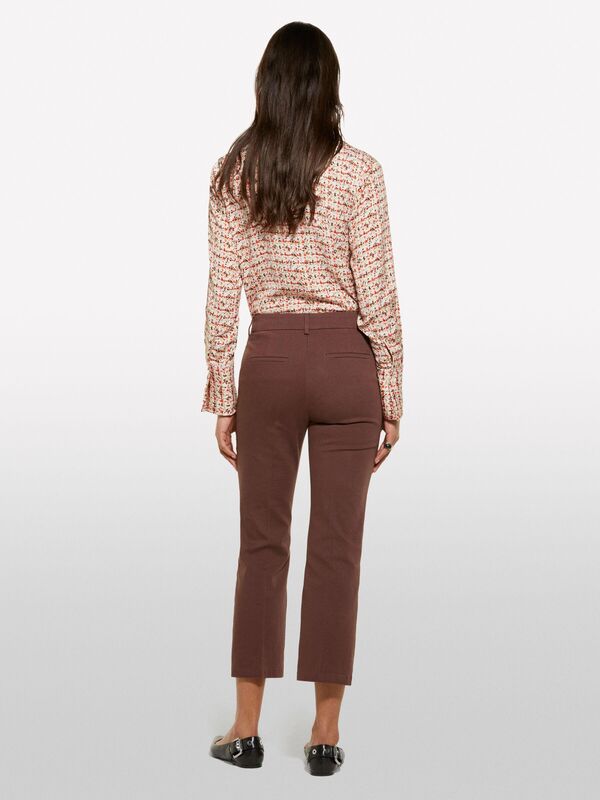 Streç Pamuklu Arkası Biyeli Cepli Pantolon Kadın kahverengi Pantolon - 325P49MALE02X