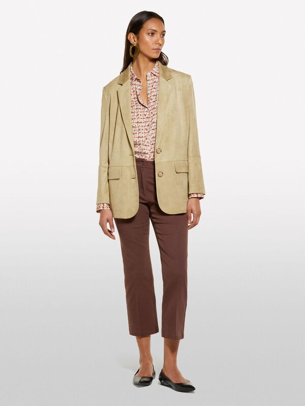 Sisley - Streç Pamuklu Arkası Biyeli Cepli Pantolon Kadın kahverengi Pantolon - 325P49MALE02X