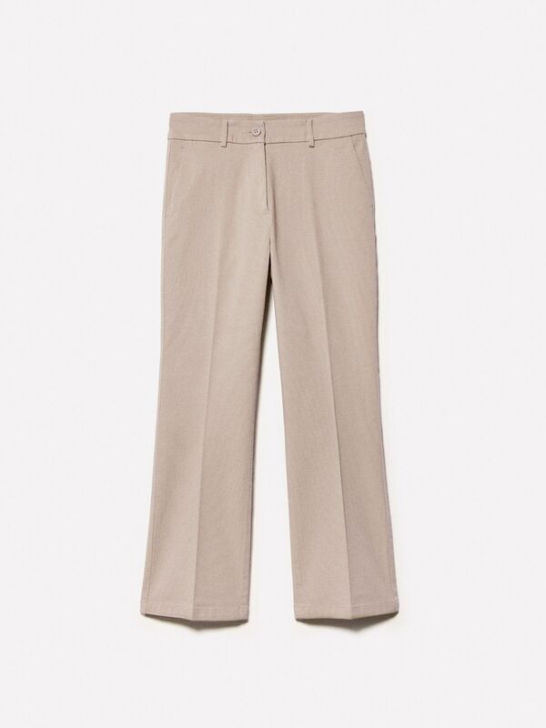 Streç Pamuklu Arkası Biyeli Cepli Pantolon Kadın Kum Rengi Pantolon - 325P49MALE02X