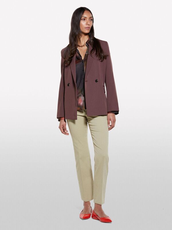 Streç Pamuklu Arkası Biyeli Cepli Pantolon Kadın Kum Rengi Pantolon - 325P49MALE02X