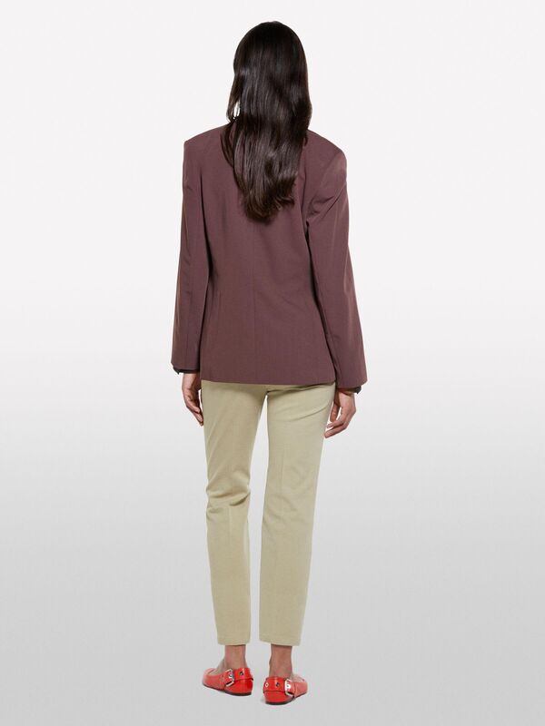 Sisley - Streç Pamuklu Arkası Biyeli Cepli Pantolon Kadın Kum Rengi Pantolon - 325P49MALE02X