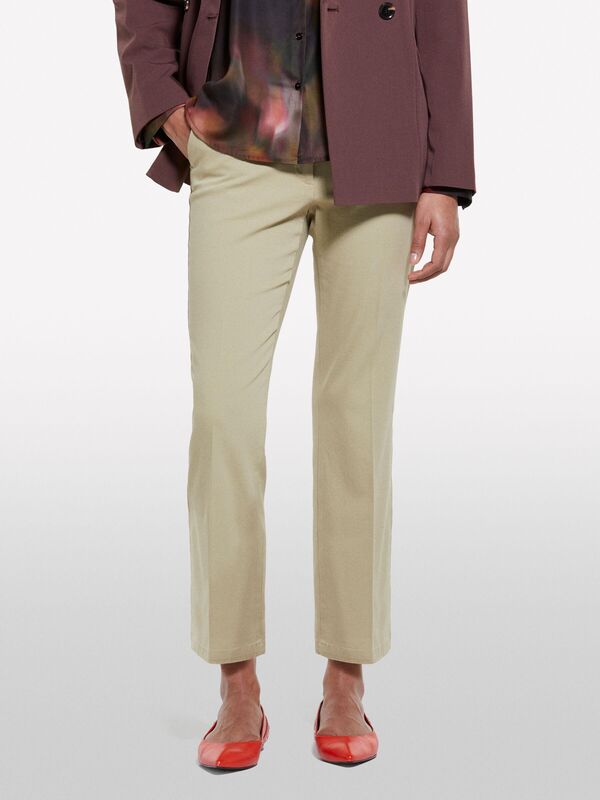 Streç Pamuklu Arkası Biyeli Cepli Pantolon Kadın Kum Rengi Pantolon - 325P49MALE02X