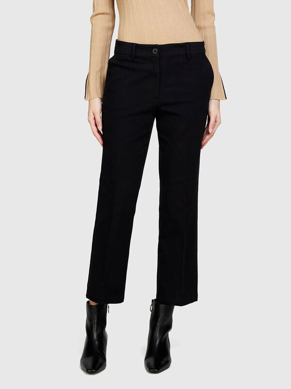 Streç Pamuklu Arkası Biyeli Cepli Pantolon Kadın Siyah Pantolon - 325P49MALE02X