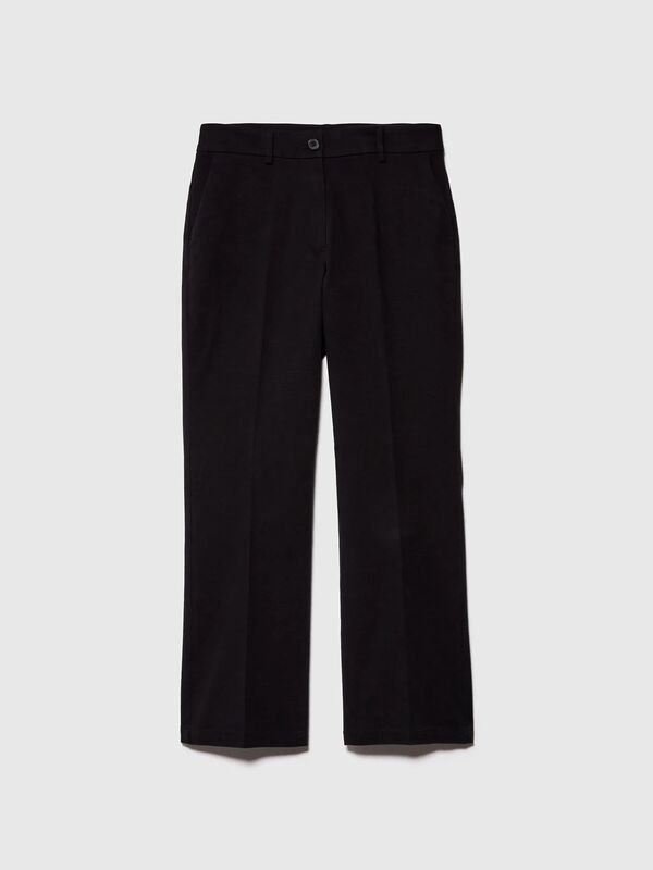 Streç Pamuklu Arkası Biyeli Cepli Pantolon Kadın Siyah Pantolon - 325P49MALE02X