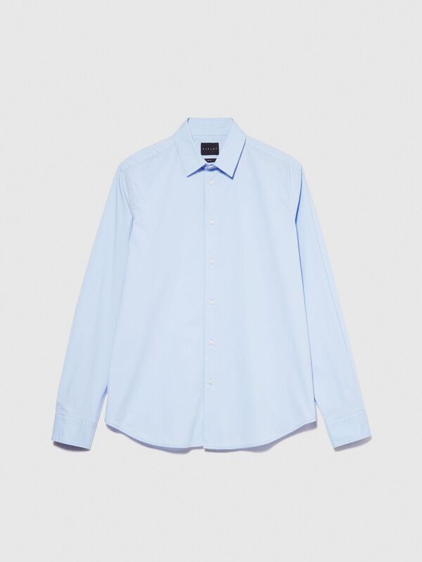 Streç Pamuklu Dar Kesim Gömlek Erkek Mavi Gömlek - 324P5CNX5QL19