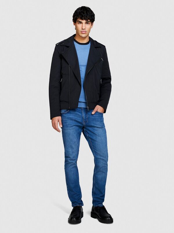 Streç Pamuklu Kemer Delikli Düz Paça Slim Fit Denim Pantolon Erkek Siyah Mix Pantolon - 324P4MQBSE00O