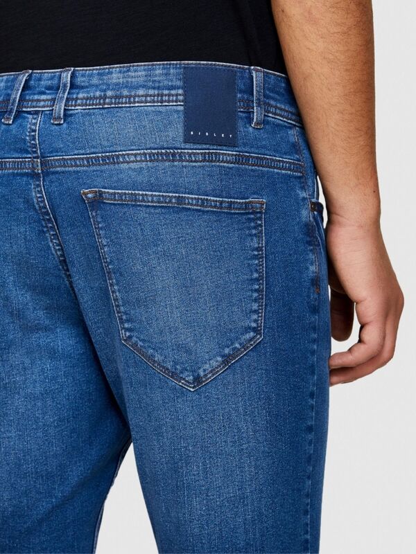 Streç Pamuklu Kemer Delikli Düz Paça Slim Fit Denim Pantolon Erkek Siyah Mix Pantolon - 324P4MQBSE00O