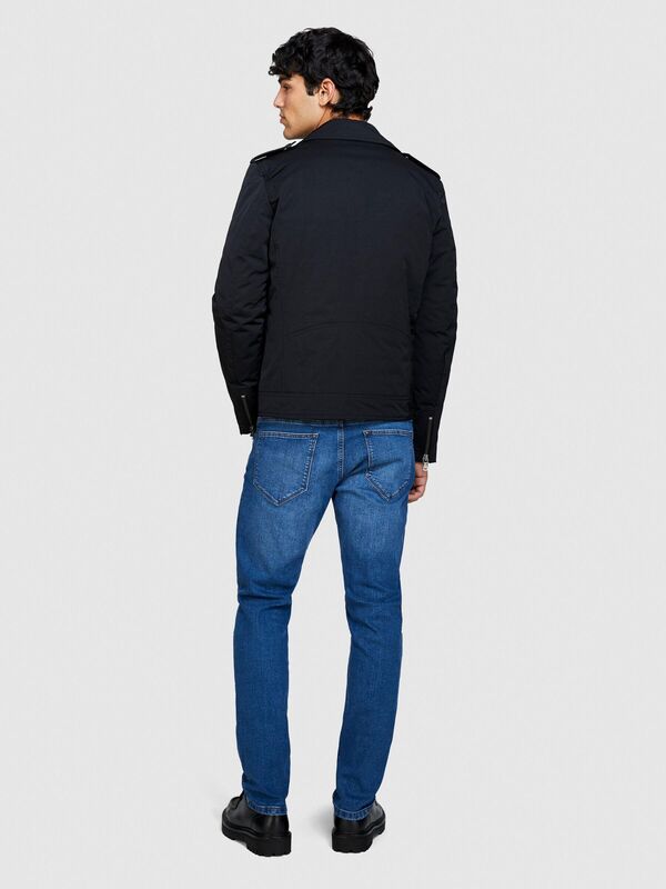 Streç Pamuklu Kemer Delikli Düz Paça Slim Fit Denim Pantolon Erkek Siyah Mix Pantolon - 324P4MQBSE00O