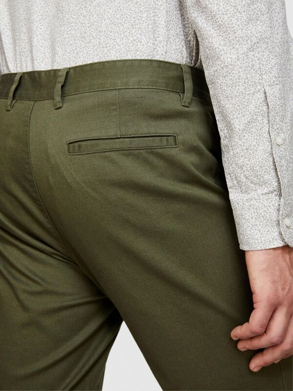 Streç Pamuklu Kemer Delikli Slim Fit Denim Chino Pantolon Erkek Lacivert Pantolon - 324P4HJTSF03N