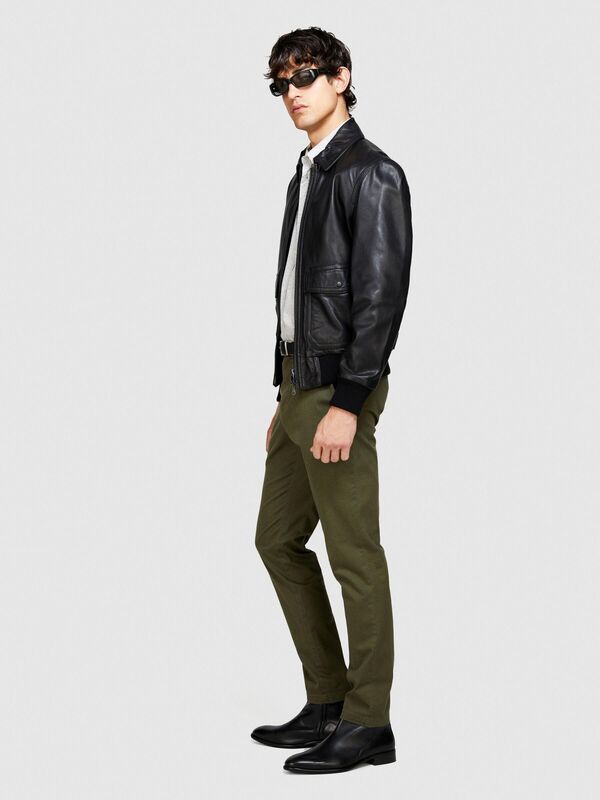 Streç Pamuklu Kemer Delikli Slim Fit Denim Chino Pantolon Erkek Lacivert Pantolon - 324P4HJTSF03N