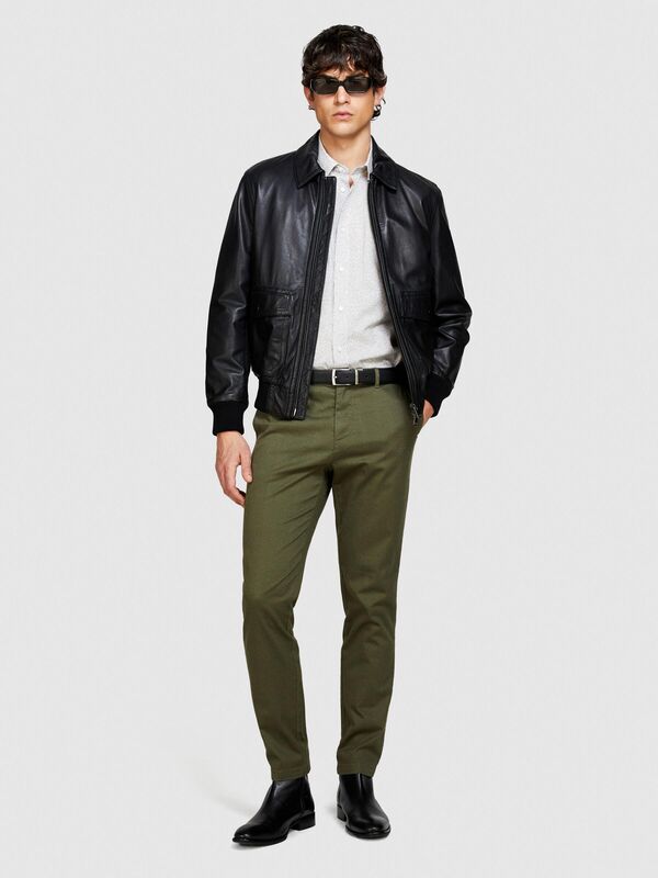 Streç Pamuklu Kemer Delikli Slim Fit Denim Chino Pantolon Erkek Lacivert Pantolon - 324P4HJTSF03N