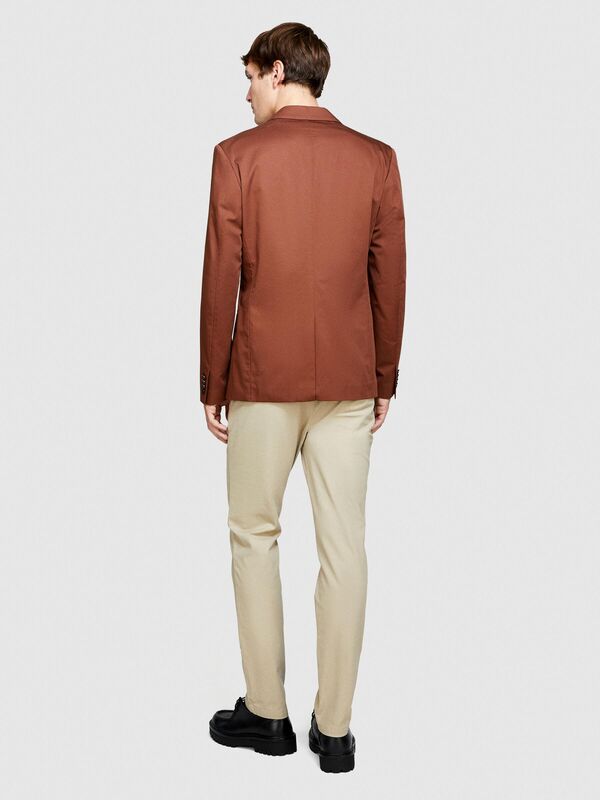 Sisley - Streç Pamuklu Kemer Delikli Slim Fit Denim Chino Pantolon Erkek Pembe Pantolon - 324P4HJTSF03N