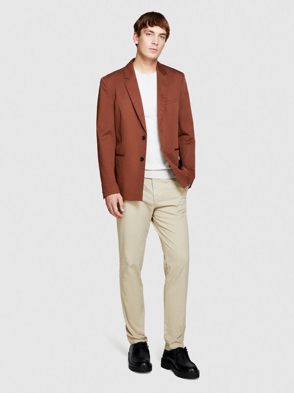 Streç Pamuklu Kemer Delikli Slim Fit Denim Chino Pantolon Erkek Pembe Pantolon - 324P4HJTSF03N