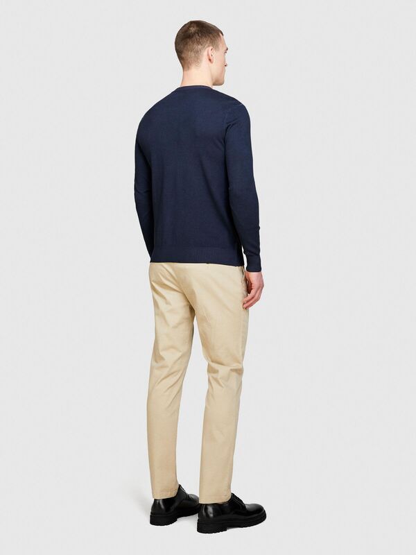 Sisley - Streç Pamuklu Kemer Delikli Slim Fit Pantolon Erkek Bej Pantolon - 324P4AIHSF021