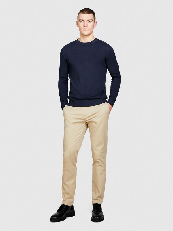 Streç Pamuklu Kemer Delikli Slim Fit Pantolon Erkek Bej Pantolon - 324P4AIHSF021