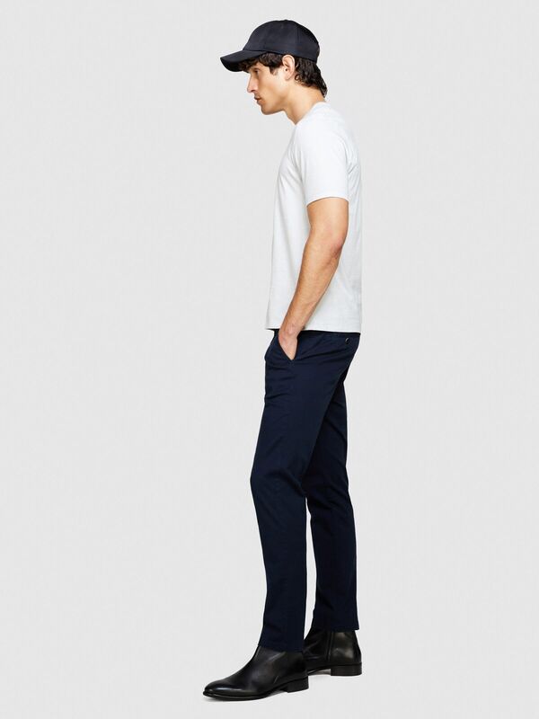 Streç Pamuklu Kemer Delikli Slim Fit Pantolon Erkek Lacivert Pantolon - 324P4AIHSF021