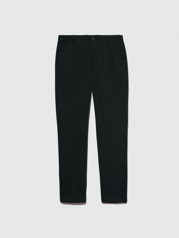 Streç Pamuklu Kemer Delikli Slim Fit Pantolon Erkek Siyah Pantolon - 324P4AIHSF021