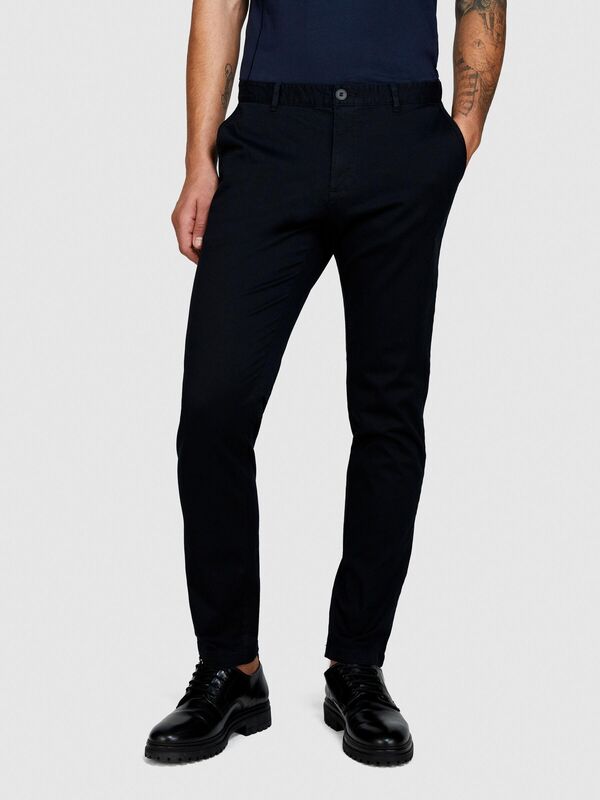 Streç Pamuklu Kemer Delikli Slim Fit Pantolon Erkek Siyah Pantolon - 324P4AIHSF021