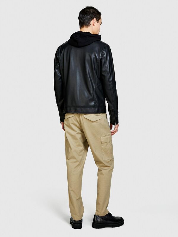 Streç Pamuklu Kemer Delikli Yama Cepli Dar Paça Pantolon Erkek Mavi Pantolon - 324P4H2FSF03P