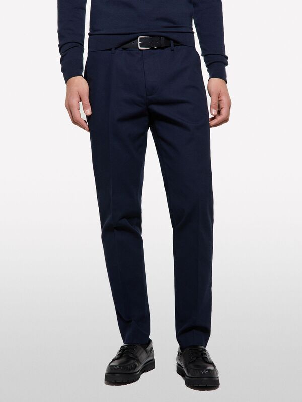 Streç Pamuklu Logo Detaylı Slim Fit Chino Pantolon Erkek Lacivert Pantolon - 325P4WOSSF053