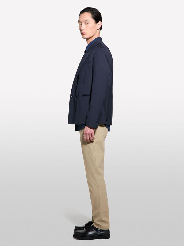 Streç Pamuklu Logo Detaylı Slim Fit Chino Pantolon Erkek Mavi Pantolon - 325P4WOSSF053