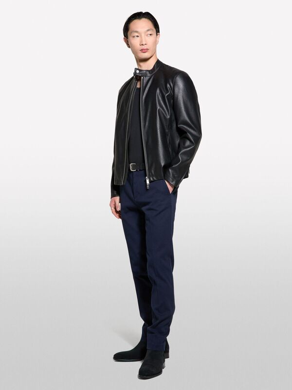 Sisley - Streç Pamuklu Logolu Slim Fit Chino Pantolon Erkek Lacivert Pantolon - 325P41C4SF052