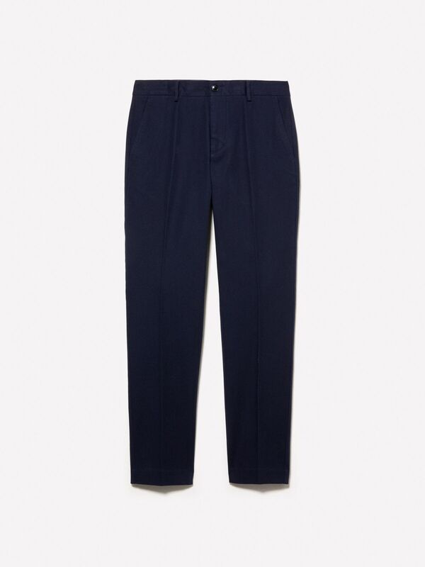 Streç Pamuklu Logolu Slim Fit Chino Pantolon Erkek Lacivert Pantolon - 325P41C4SF052