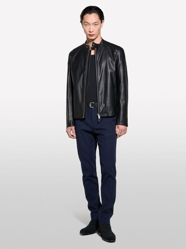 Streç Pamuklu Logolu Slim Fit Chino Pantolon Erkek Lacivert Pantolon - 325P41C4SF052