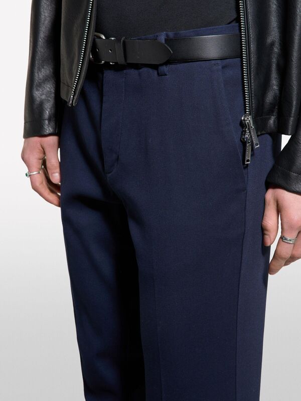 Streç Pamuklu Logolu Slim Fit Chino Pantolon Erkek Lacivert Pantolon - 325P41C4SF052