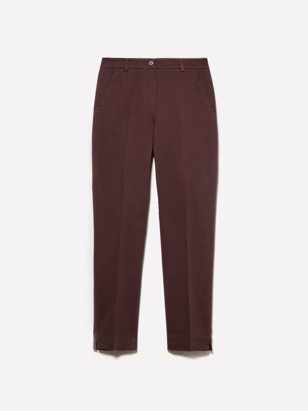 Streç Pamuklu Normal Bel Chino Pantolon Kadın kahverengi Pantolon - 325P4BYW55AH6