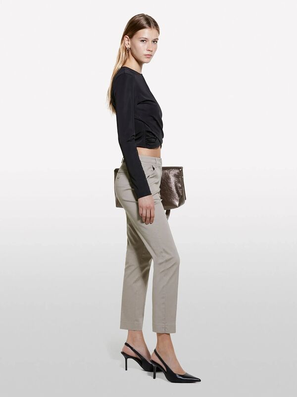 Streç Pamuklu Normal Bel Chino Pantolon Kadın Renkli Pantolon - 325P4BYW55AH6