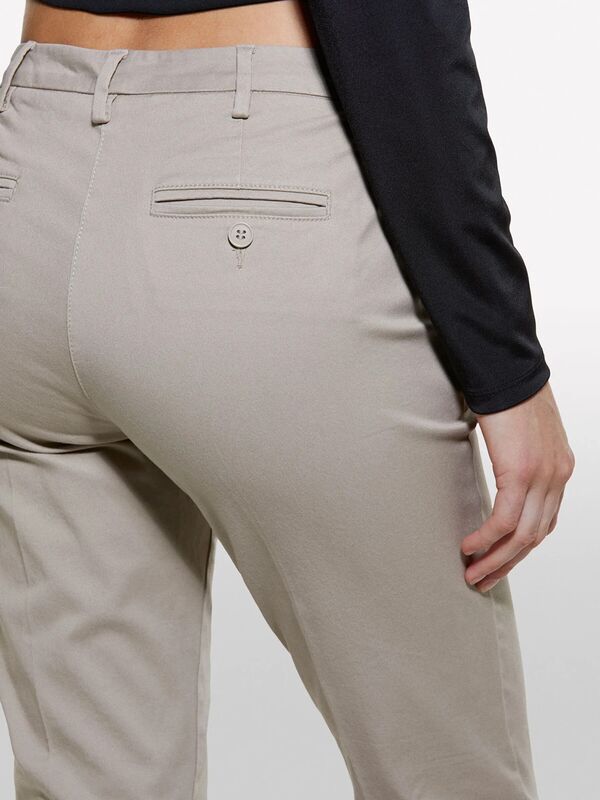 Streç Pamuklu Normal Bel Chino Pantolon Kadın Renkli Pantolon - 325P4BYW55AH6