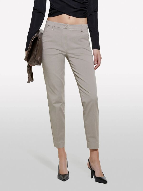 Streç Pamuklu Normal Bel Chino Pantolon Kadın Renkli Pantolon - 325P4BYW55AH6