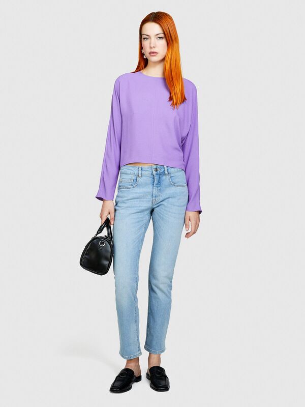 Streç Pamuklu Normal Bel Düz Paça Denim Pantolon Kadın Mavi Pantolon - 324P4W44576T6