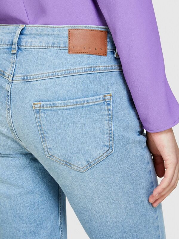 Streç Pamuklu Normal Bel Düz Paça Denim Pantolon Kadın Mavi Pantolon - 324P4W44576T6