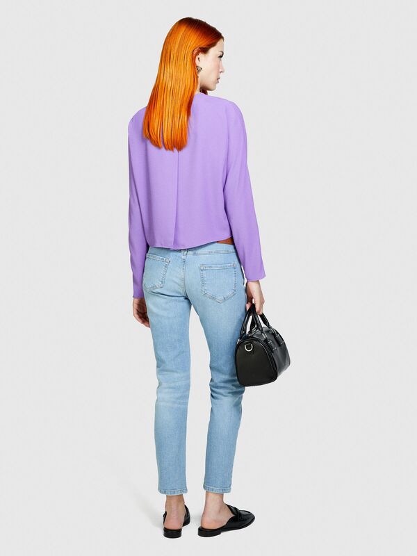 Streç Pamuklu Normal Bel Düz Paça Denim Pantolon Kadın Mavi Pantolon - 324P4W44576T6