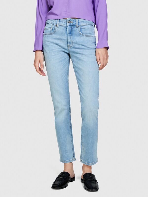 Streç Pamuklu Normal Bel Düz Paça Denim Pantolon Kadın Mavi Pantolon - 324P4W44576T6