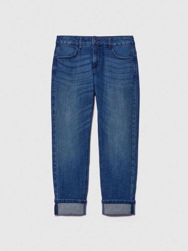 Streç Pamuklu Normal Bel Paça Detaylı Denim Pantolon Kadın Siyah Mix Pantolon - 324P44ZALE01J