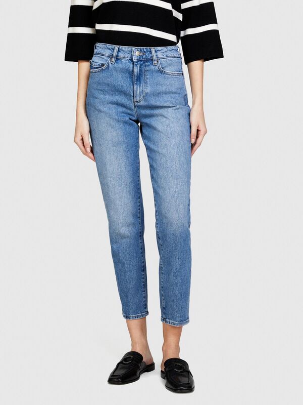 Streç Pamuklu Normal Bel Slim Fit Denim Pantolon Kadın Buz mavisi Pantolon - 324P4TLALE03B