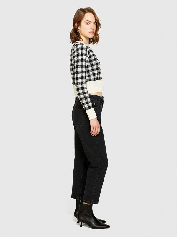 Streç Pamuklu Normal Bel Slim Fit Denim Pantolon Kadın Siyah Pantolon - 324P4TLALE03B