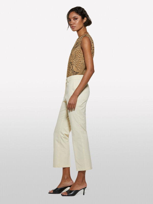 Sisley - Streç Pamuklu Normal Bel Straight Fit Pantolon Kadın Şampanya Pantolon - 325P4ENMLE02X