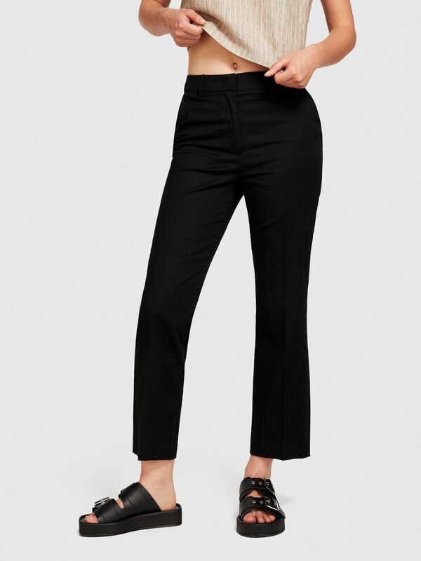 Streç Pamuklu Pileli Pantolon Kadın Siyah Pantolon - 324P4IULLF02Y